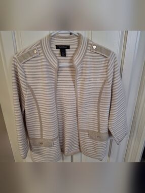 Nwot BHWM Striped Cream Knit Jacket Large